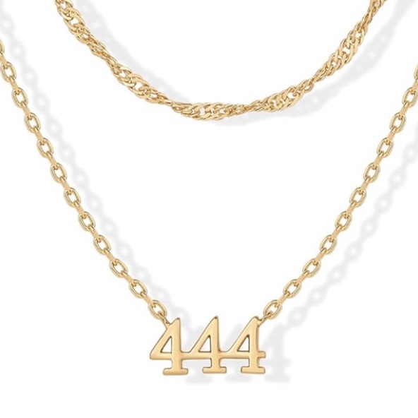 444 Elegant Gold Necklace With Number Pendant 65$